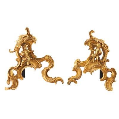 Lot 196 - Pair of Louis XV Gilt-Bronze Chenets 18th...
