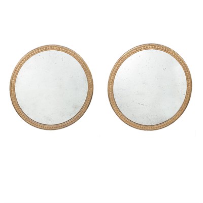 Lot 420 - Pair of Louis XVI Style Gilt-Wood Mirrors Each...