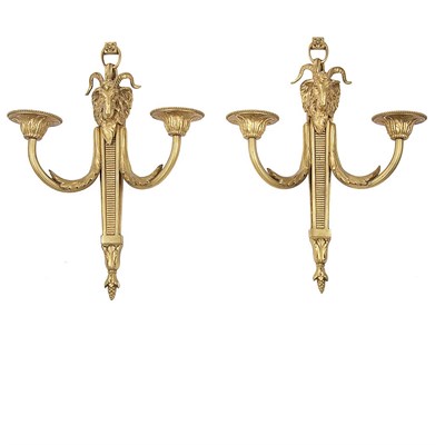Lot 440 - Pair of Louis XVI Style Gilt-Bronze Two-Light...