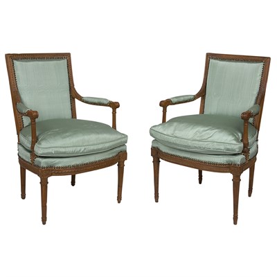 Lot 415 - Pair of Louis XVI Beechwood Fauteuils en...