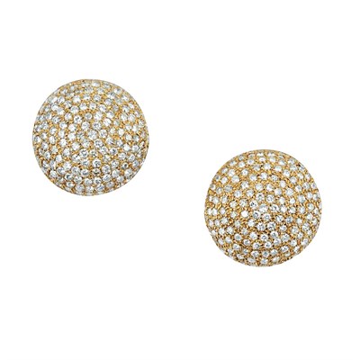 Lot 242 - Pair of Gold and Diamond Button Earclips