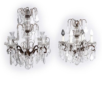 Lot 465 - Two Louis XV Style Patinated-Metal Four-Light...