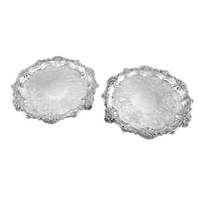 Lot 349 - Pair of William IV Silver Salvers Edward,...