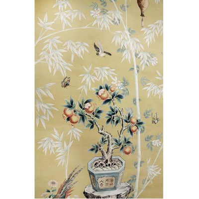 Lot 411 - Set of Seven Chinese Export Painted Wallpaper...