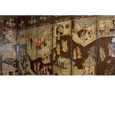 Lot 436 - Chinese Coromandel Lacquer Eight-Panel Screen...