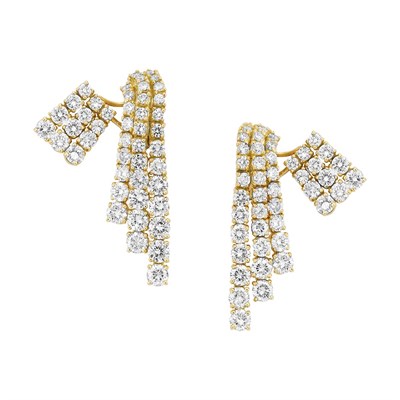 Lot 566 - Pair of Gold and Diamond Fringe Earclips, Chaumet