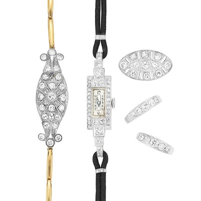 Lot 154 - Group of Period Diamond Jewelry