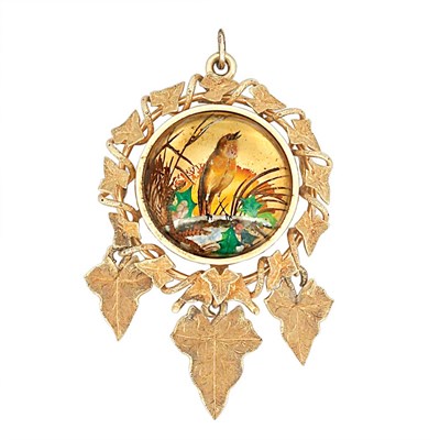 Lot 61 - Antique Gold and Reverse Crystal Intaglio Pendant-Brooch
