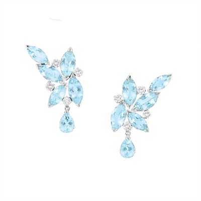 Lot 105 - Pair of Aquamarine and Diamond Earrings