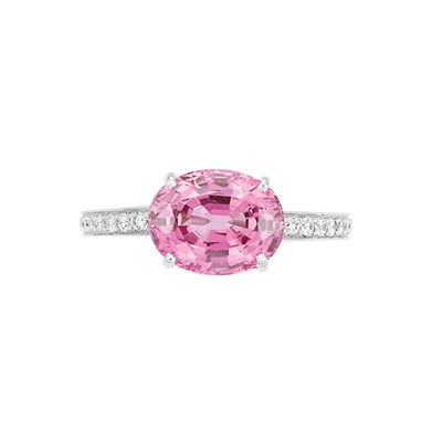 Lot 227 - Platinum, Pink Sapphire and Diamond Ring
