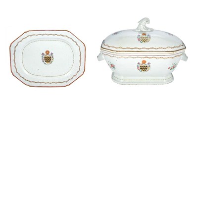Lot 509 - Chinese Export Armorial Porcelain Tureen and...