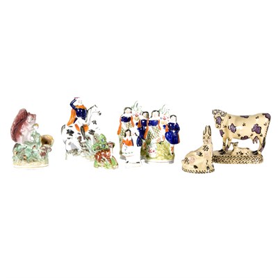 Lot 166 - Group of Seven Staffordshire Pottery Figures...
