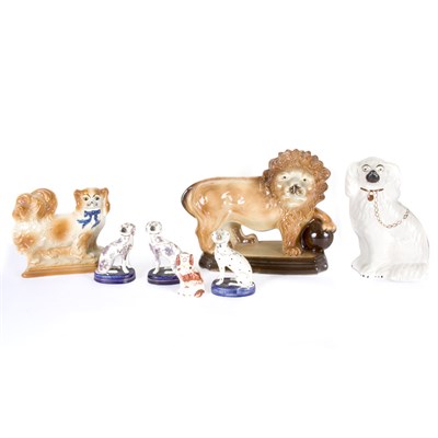 Lot 100 - Group of Six Staffordshire Pottery Figures of...