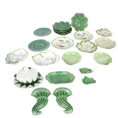 Lot 176 - Group of Green Glazed Leaf Molded Porcelain...