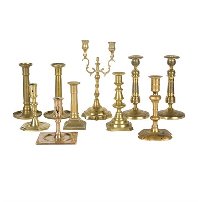 Lot 172 - Group of Ten Brass Candlesticks 18th Century...