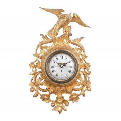 Lot 443 - George III Gilt-Wood Cartel Clock Mid 18th...