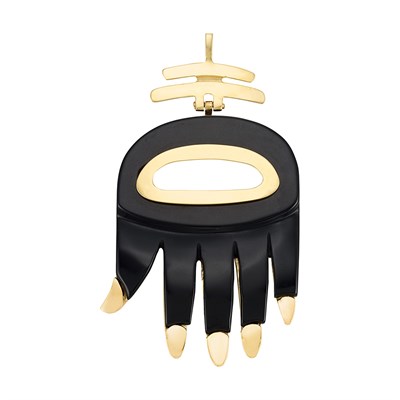 Lot 576 - Gold and Black Onyx Hand Pendant, Aldo Cipullo
