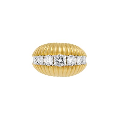 Lot 480 - Gold, Platinum and Diamond Dome Ring, Van Cleef & Arpels