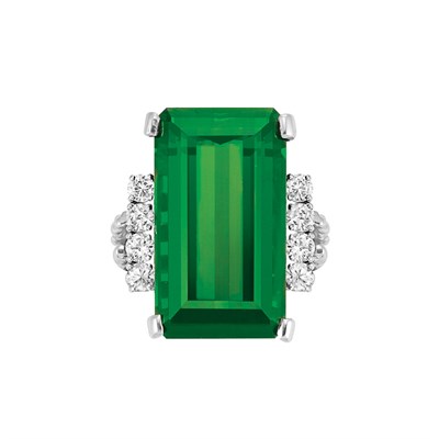 Lot 160 - White Gold, Tourmaline and Diamond Ring
