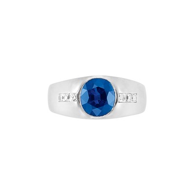 Lot 158 - Plaitnum, Sapphire and Diamond Gypsy Ring