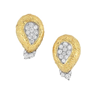 Lot 251 - Pair of Gold and Diamond Earrings