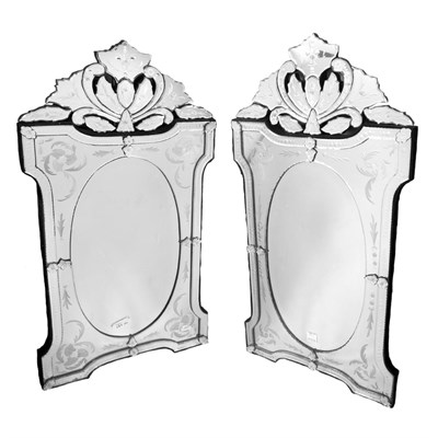 Lot 352 - Pair of Venetian Style Mirror Framed Mirrors...