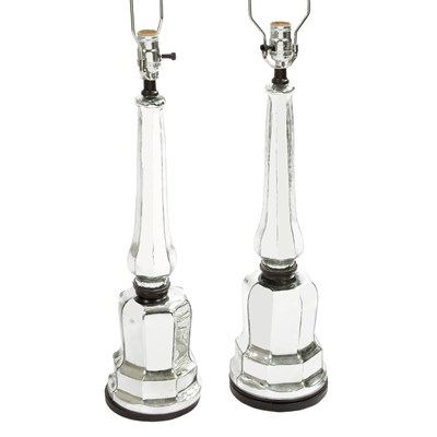 Lot 342 - Pair of Mercury Glass Style Lamps Height 21...