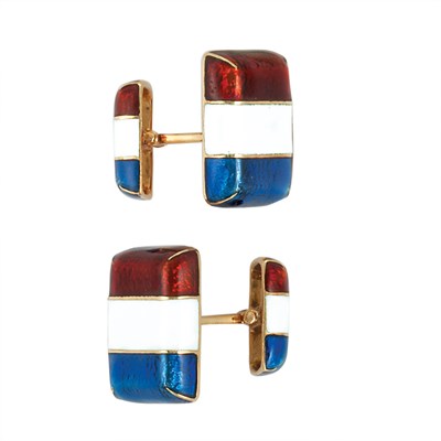 Lot 215 - Pair of Gold and Enamel Cufflinks, David Webb