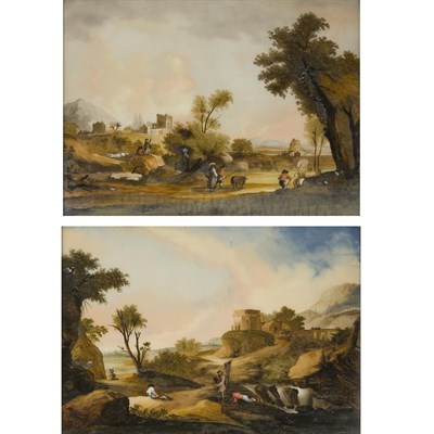 Lot 341 - Two Continental Reverse Paintings on Glass...