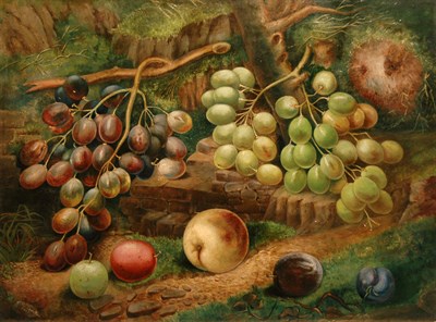 Lot 1 - 19th Century School Fruit on a Mossy Bank,...