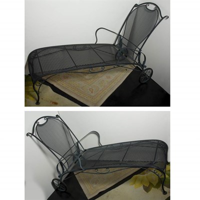 Lot 125 - Pair of Painted Metal Garden Chaise Longue...