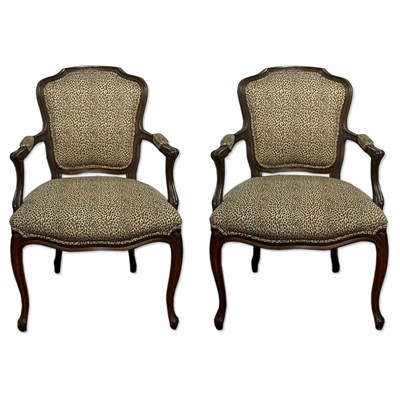 Lot 189 - Pair of Louis XV Style Dark Stained Fauteuils...