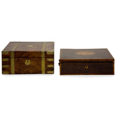Lot 195 - George III Style Brass Bound Mahogany Lap Desk;...