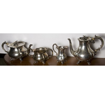 Lot 365 - English Silver Four-Piece Tea and Coffee...