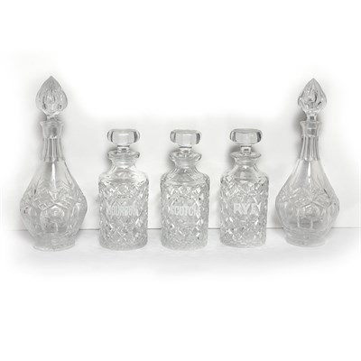 Lot 277 - Group of Five Cut Glass Decanters Including a...