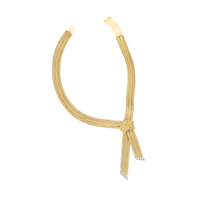 Lot 482 - Gold, Platinum and Diamond Mesh Necklace, Van Cleef & Arpels