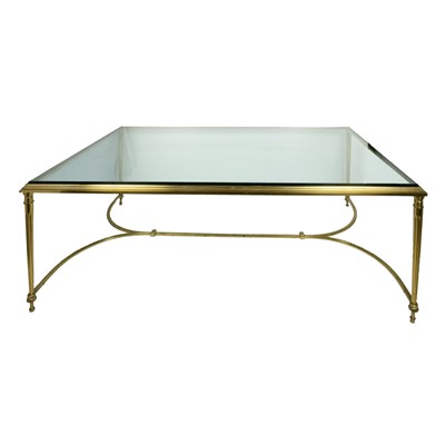 Lot 309 - Neoclassical Style Brass and Glass Low Table...