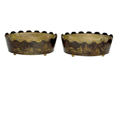 Lot 324 - Pair of Chinoiserie Decorated Tole Jardinieres...