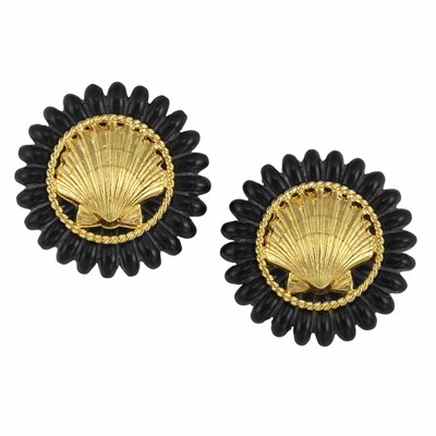 Lot 345 - Pair of Chanel Shell Earclips