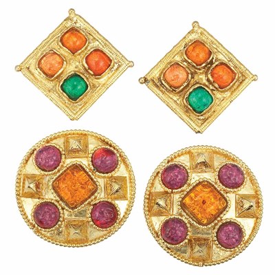 Lot 358 - Two Pairs of Dominique Aurientis Gripoix Earclips