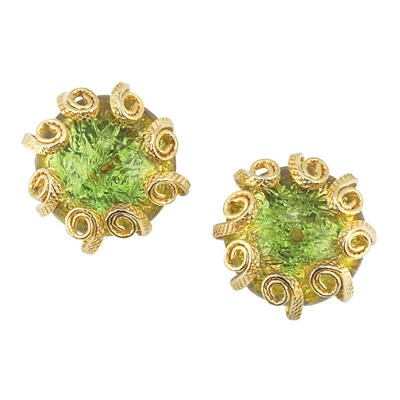 Lot 359 - Pair of Dominique Aurientis Celadon Gripoix Earclips