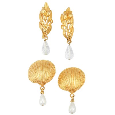 Lot 348 - Two Pairs of Dominique Aurientis Pendant-Earclips