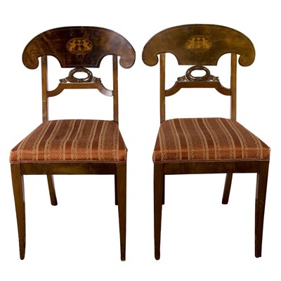 Lot 350 - Pair of Biedermeier Style Mahogany Side Chairs