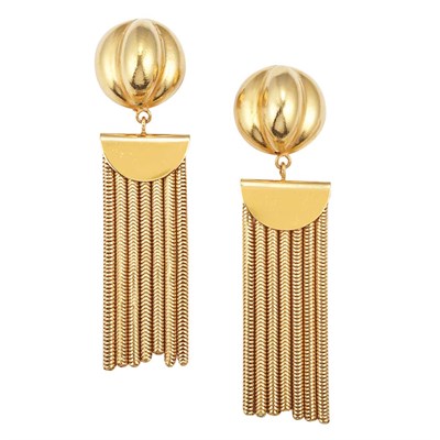Lot 357 - Pair of Dominique Aurientis Tassel Pendant-Earclips