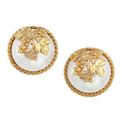 Lot 351 - Pair of Dominique Aurientis Faux Mabe Pearl Earclips