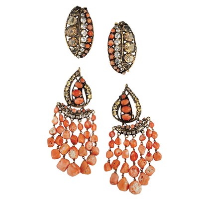 Lot 373 - Two Pairs of Iradj Moini Coral Earclips