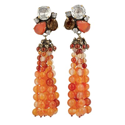 Lot 369 - Pair of Iradj Moini Carnelian Fringe Earclips