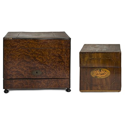 Lot 215 - Two Georgian Style Tantalus Sets Each with...