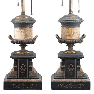 Lot 400 - Pair of Neoclassical Style Patinated-Metal and...