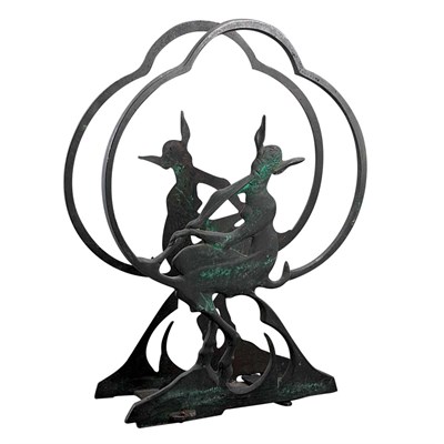 Lot 259 - Pair of Patinated-Metal Figural Bookends...